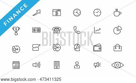 Business And Finance Vector Icon Set With Money, Bank, Check, Law, Auction, Exchance, Payment, Walle