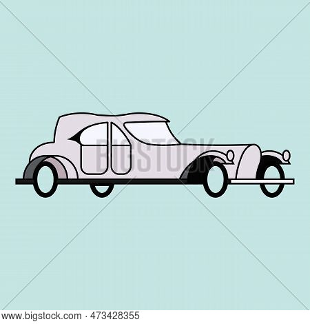 Aristocratic Elegant Retro Car. Side View. Vintage Vehicle In Graphic Style. Vehicular Logo For Vint
