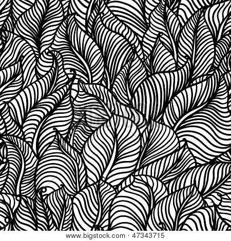 Abstract Floral Pattern Black And White