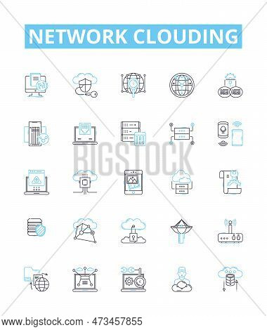 Network Clouding Vector Line Icons Set. Network, Clouding, Cloud, Computing, Networking, Virtualizat