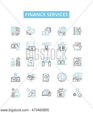 Finance Services Vector Line Icons Set. Finance, Services, Investment, Banking, Credit, Loans, Insur