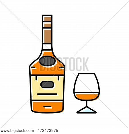 Brandy Drink Bottle Color Icon Vector. Brandy Drink Bottle Sign. Isolated Symbol Illustration