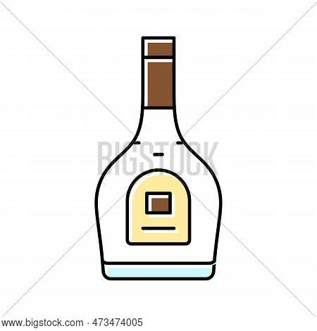 Brandy Glass Bottle Color Icon Vector. Brandy Glass Bottle Sign. Isolated Symbol Illustration