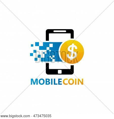 Mobile Coin Logo Template Design Vector, Emblem, Design Concept, Creative Symbol, Icon