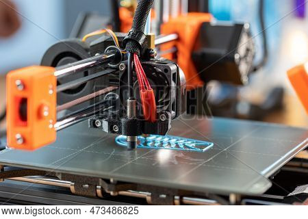 3d Printer Printing Objects Closeup. Modern Technical 3d Printing.