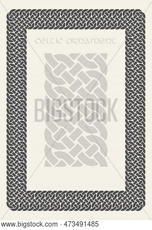 Celtic Knot Braided Frame Border Ornament. Rectange Size.