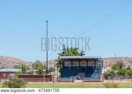 Karos, South Africa - Feb 24, 2023: A Sports Field And Pavilion In Karos, Between Groblershoop And U