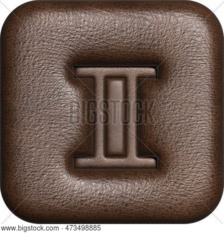 Gemini. Three-dimensional Square Button Of The Zodiac Sign.