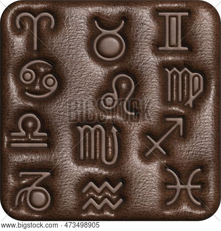 Three-dimensional Impressions Of Symbols On Brown Skin.