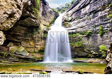 La Foradada De Cantonigros Waterfall In Osona, Barcelona