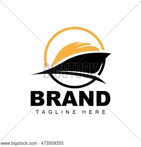 Ship Logo, Ocean Transport Vector, And Cruise Ship, Cargo, Logistics, Sailing School, Speedboat