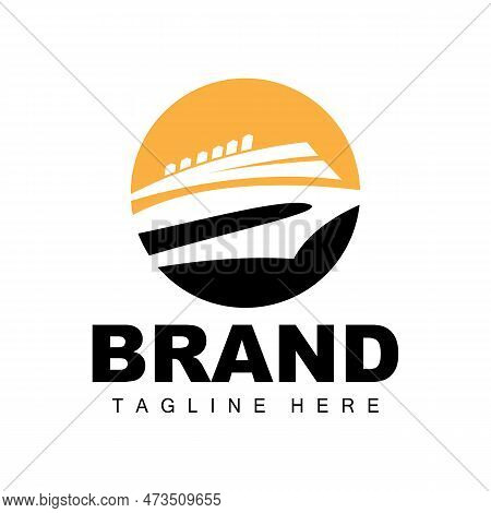 Ship Logo, Ocean Transport Vector, And Cruise Ship, Cargo, Logistics, Sailing School, Speedboat