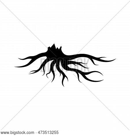 Single And Fibrous Tree Root Natural Abstract Logo Creative Template Design.