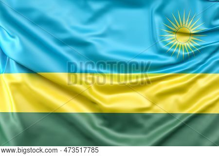 Ruffled Flag Of Rwanda. 3d Rendered Illustration