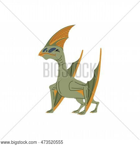 Tapejara Brazilian Pterosaur, Cartoon Flying Pteranodon Dinosaur, Dino Bird. Vector Animal Of Prehis
