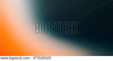 Orange White Green Illuminated Spots On Black, Grainy Gradient Background, Color Noise Texture Effec