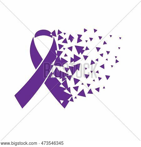 Purple Ribbon Symbolizing Epilepsy Awareness. Vector Illustration.