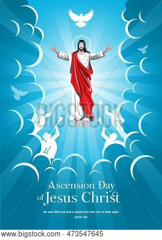 Happy Ascension Day Of Jesus Christ Vector Illustration