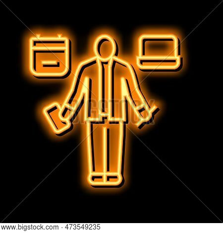 Personal Assistant Neon Light Sign Vector. Personal Assistant Illustration