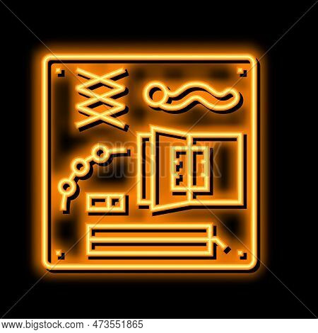 Busy Board Neon Light Sign Vector. Busy Board Illustration