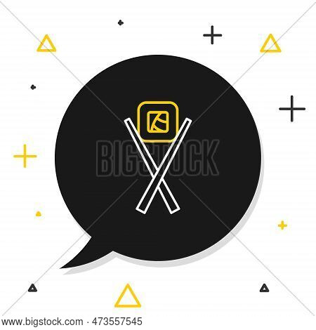 Line Sushi With Chopsticks Icon Isolated On White Background. Traditional Japanese Food. Colorful Ou