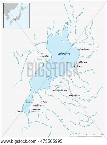Vector Map Of Lake Biwa, Shiga Prefecture, Japan