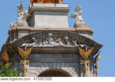 Detail Of The Fountain Designed By Josep Fontserè Inside The Parc De La Ciutadella, Citadel Park, In