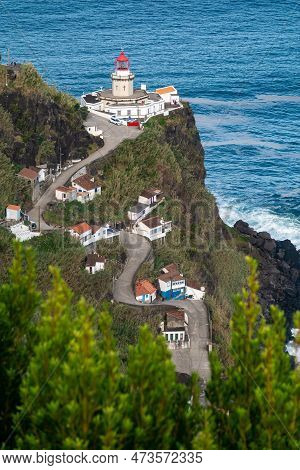Farol Do Arnel Lighthouse On Sao Miguel Island Azores