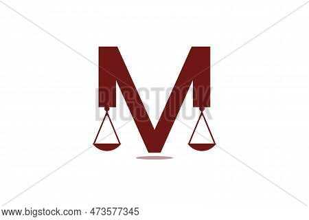 Letter M Law Firm Logo Legal Balance Or Scales Logo Design Template Element Icon Vector Suitable For