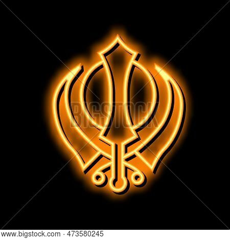 Sikhism Religion Neon Light Sign Vector. Sikhism Religion Illustration