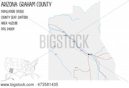 Large And Detailed Map Of Graham County In Arizona, Usa.