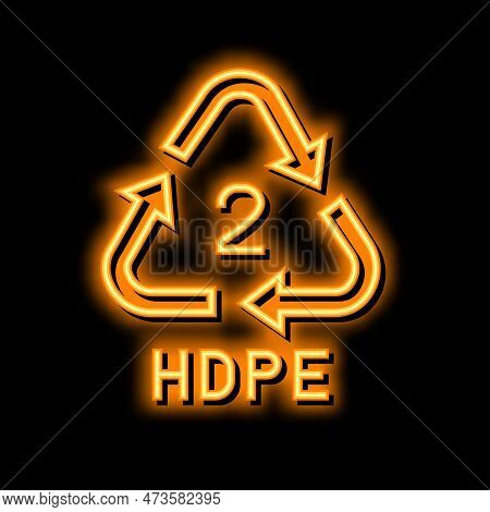 Hdpe Recycle Plastic Product Neon Light Sign Vector. Hdpe Recycle Plastic Product Illustration