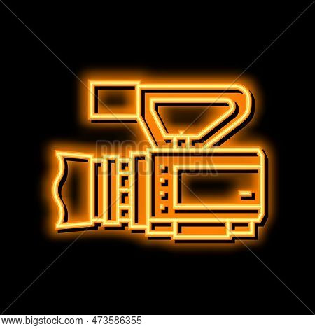 Camcoder Video Production Film Neon Light Sign Vector. Camcoder Video Production Film Illustration