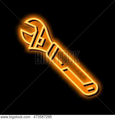 Wrench Tool Repair Neon Light Sign Vector. Wrench Tool Repair Illustration