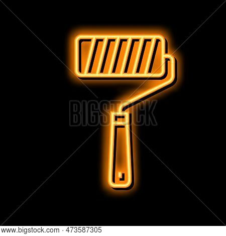 Roller Tool Repair Neon Light Sign Vector. Roller Tool Repair Illustration