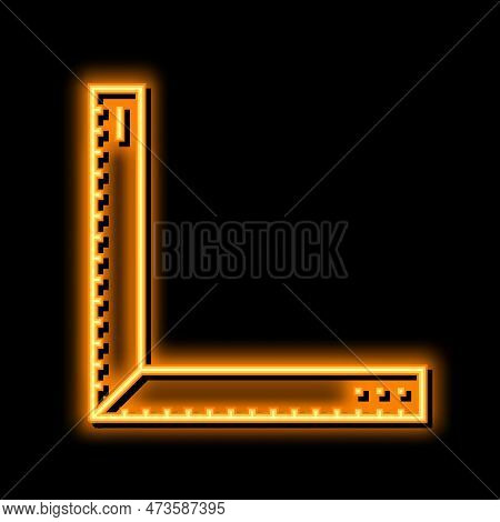 Ruler Tool Repair Neon Light Sign Vector. Ruler Tool Repair Illustration