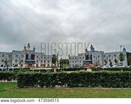 Billund, Denmark - June 11 2022: Legoland Billund Resort. Famous Amusement Park, Hotel And Lego Hous