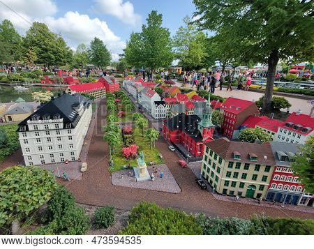 Billund, Denmark - June 11 2022: Legoland Billund Resort. Famous Amusement Park, Hotel And Lego Hous