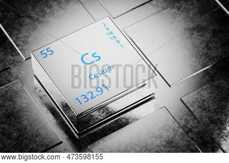 3d Illustration Of Cesium As An Element Of The Periodic Table. Cesium Element Cesium A Metallic Back