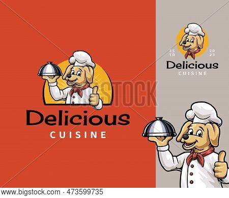 Dog Chef Mascot Logo Design. Fun And Playful Cartoon Mascot Perfect For Culinary, Food-related Busin