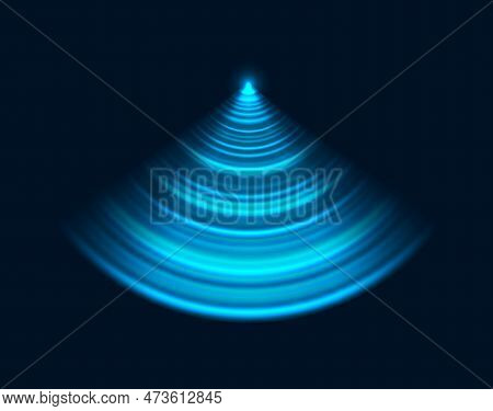 Radar Sonar, Wi Fi Sensor Wave Or Signal Sound Scanner, Vector Blue Light Effect. Wireless Technolog