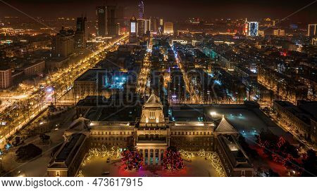 The Former Site Of The State Council Of The Puppet Manchukuo - Winter Night Scene In Changchun, Chin