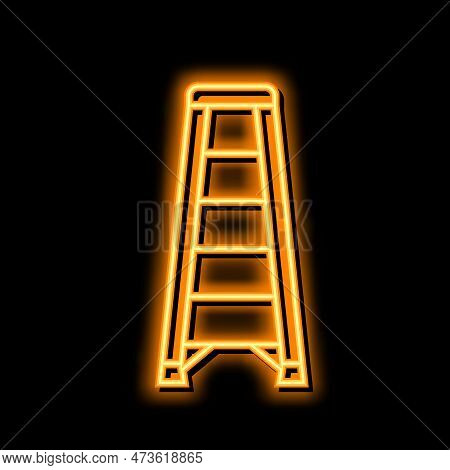 Ladder Tool Repair Neon Light Sign Vector. Ladder Tool Repair Illustration