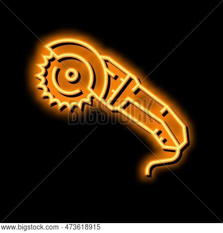 Saw Tool Repair Neon Light Sign Vector. Saw Tool Repair Illustration