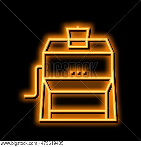 Tombola Drum Neon Light Sign Vector. Tombola Drum Illustration
