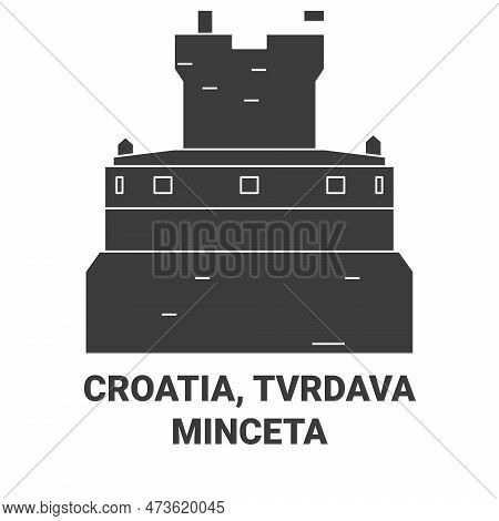Croatia, Tvrdava Minceta Travel Landmark Vector Illustration