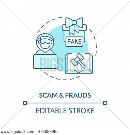 Scam And Frauds Blue Concept Icon. Fraudulent Activity Online. Law And Legal Issue Abstract Idea Thi