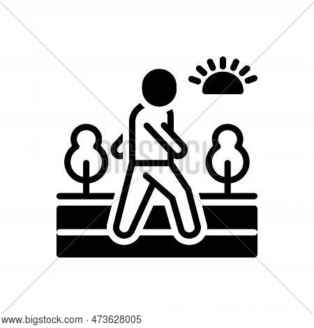 Black Solid Icon For Walks Walking-tour Itinerancy Iteration Itineracy Itineration Morning-walk Park
