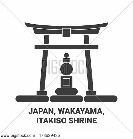 Japan, Wakayama, Itakiso Shrine Travel Landmark Vector Illustration