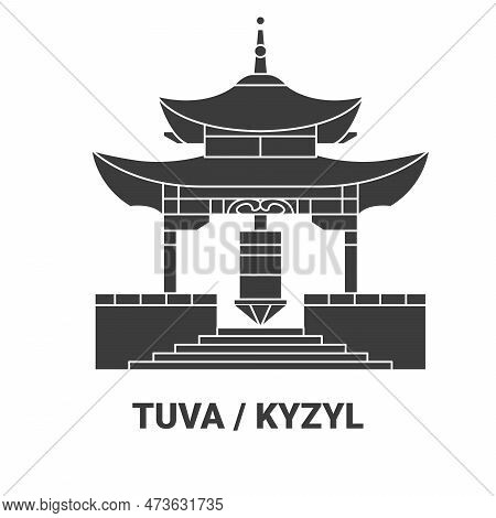 Russia, Tuva, Kyzyl Travel Landmark Vector Illustration